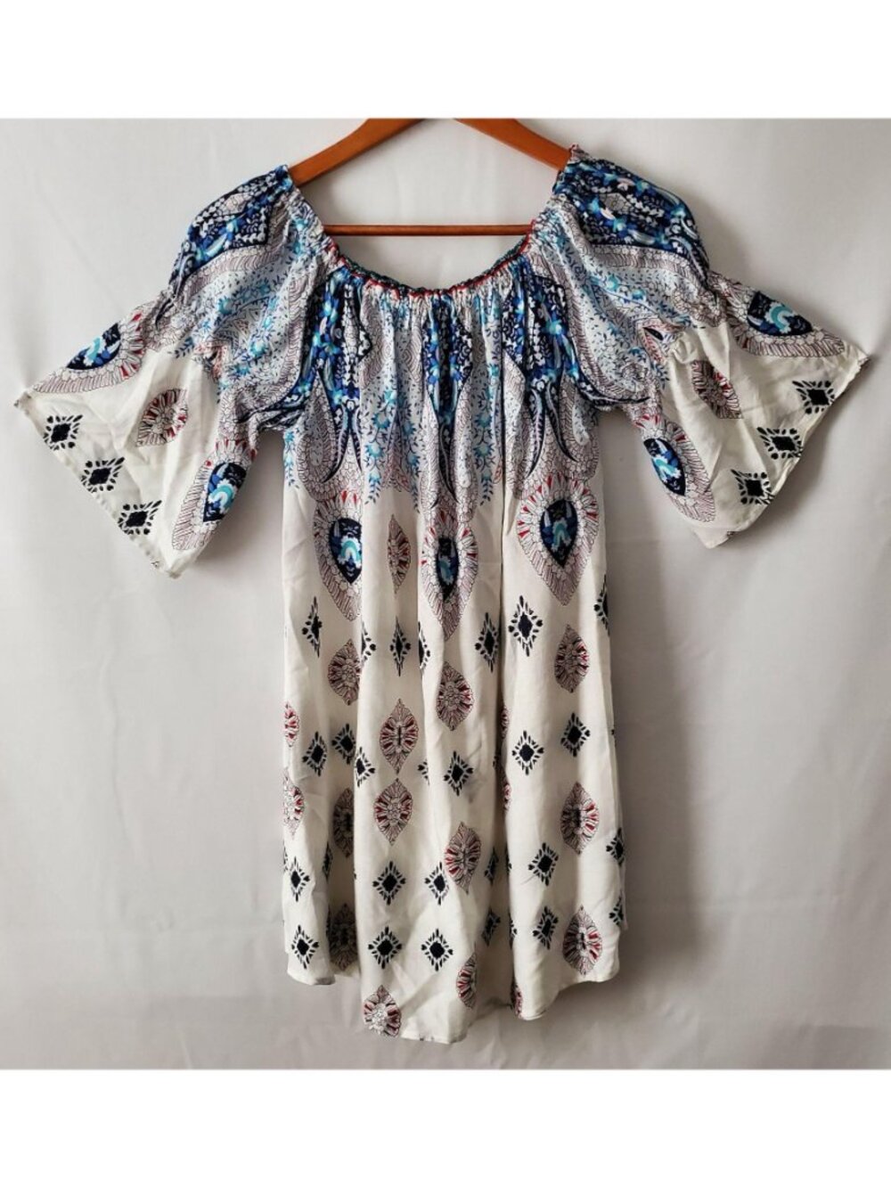 UMGEE Women's Floral Bell Sleeves Off-Shoulder Tunic Mini Dress Size Small‎ - Picture 5 of 14